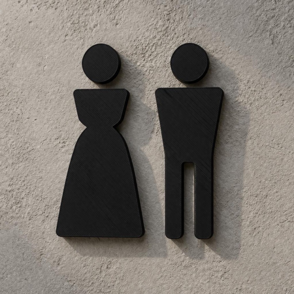 미니멀리스트 3D 프린팅 남녀 화장실 표지판, 모던하고 - Home Office Icon 리뷰 및 가격