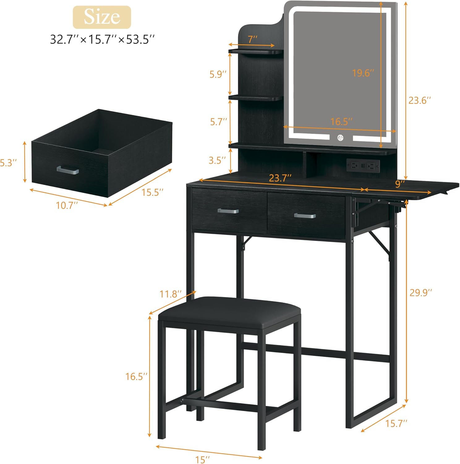 화장대 세트(거울, 조명 포함), 작은 화장대(패브릭  - Desk Drawer Small 리뷰 및 가격