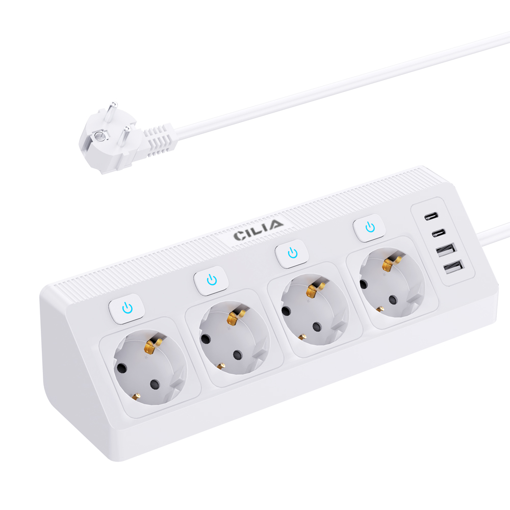 EU 플러그 전원 스트립 4개 소켓 4개 스위치 2개  - Power Strip Desk 리뷰 및 가격