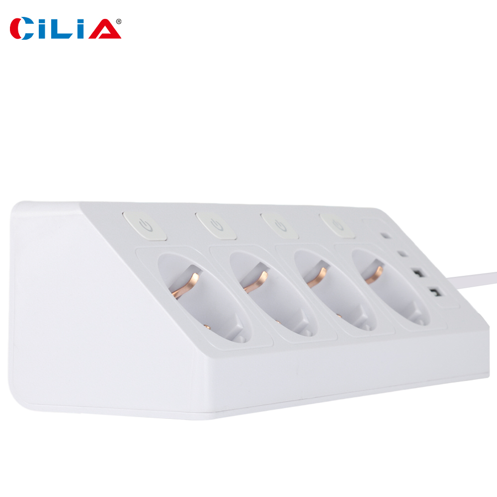 EU 플러그 전원 스트립 4개 소켓 4개 스위치 2개  - Power Strip Desk 리뷰 및 가격
