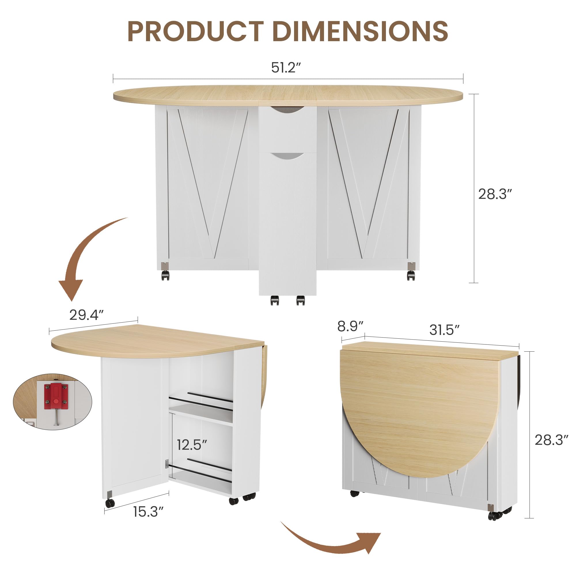 와인랙, 서랍, 컵홀더가 있는 3-in-1 접이식 식탁 - Desk Drawer Small 리뷰 및 가격