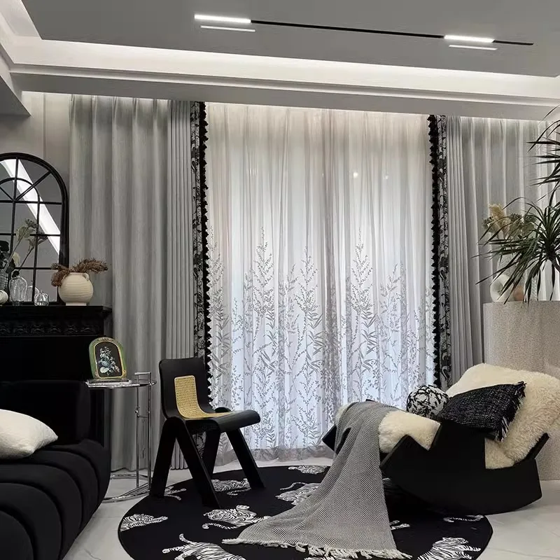고급 블랙 앤 화이트 그레이 캐시미어 나일론 자카드 두 - Home Office Buy 리뷰 및 가격
