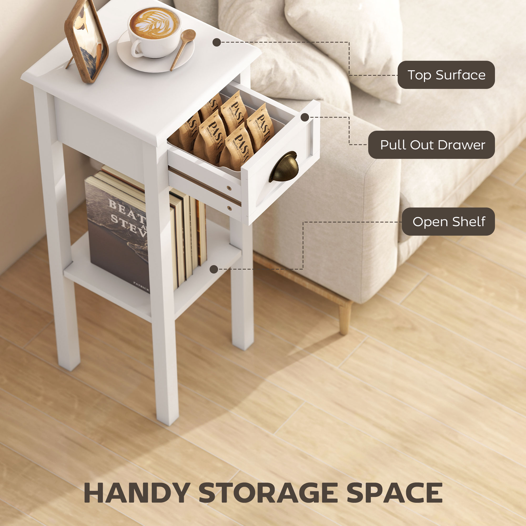 Homcom 좁은 사이드 테이블, 서랍과 하단 선반 포 - Desk Drawer Small 리뷰 및 가격