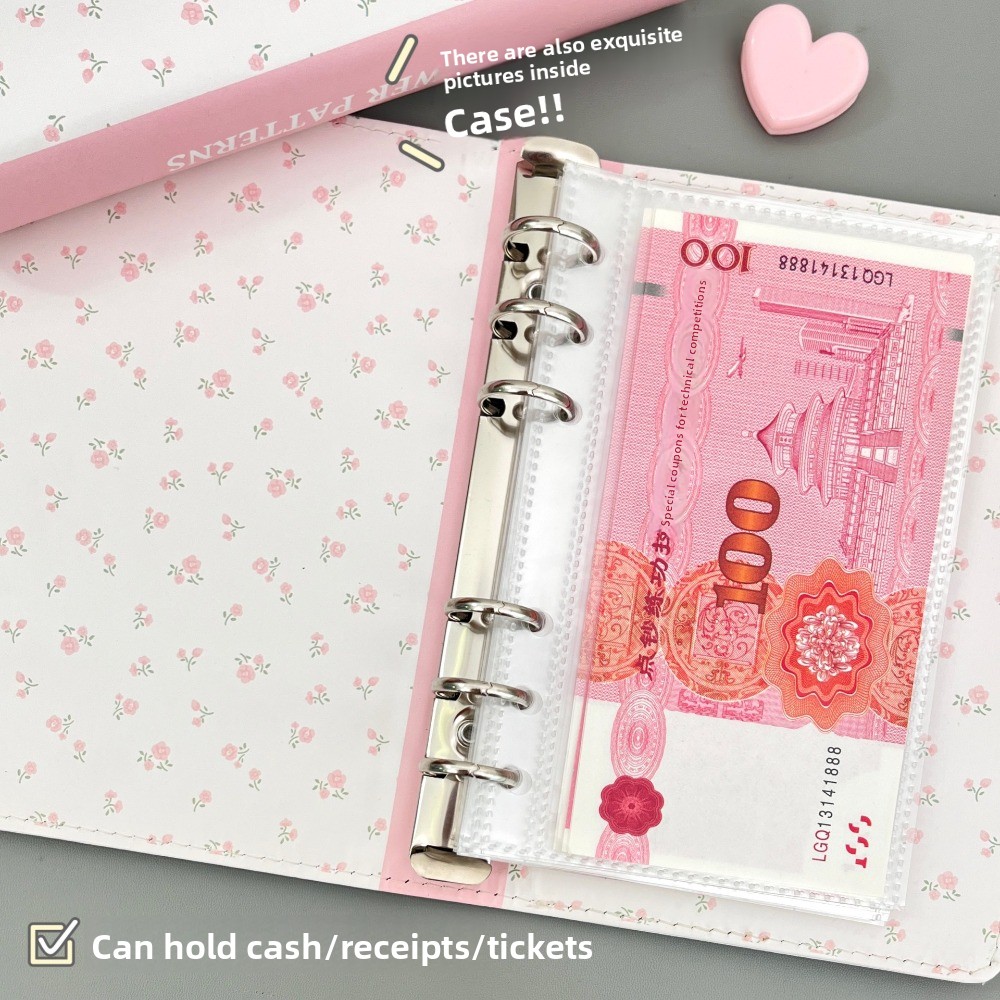 새로운 PU 가죽 머니 세이빙 바인더 귀여운 꽃무늬 A - Home Office Budget 리뷰 및 가격